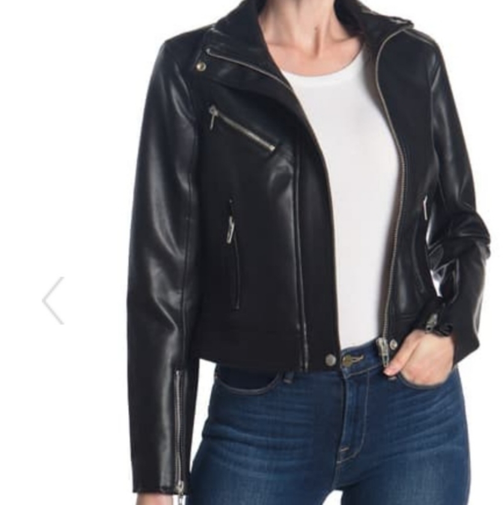 BLANKNYC DenimFaux Leather Full Zip Moto Jacket

S